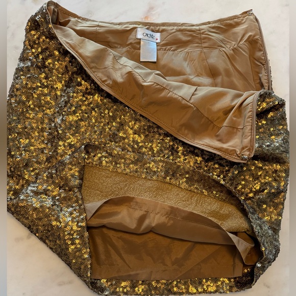 Cache Gold Mini Sequined Skirt Size 0 - Picture 3 of 8